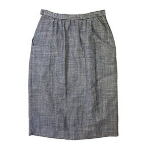 NWT VTG BLUE HOUNDSTOOTH A LINE SKIRT 26" RAFFLES LINEN BLEND FULLY LINE WOMENS